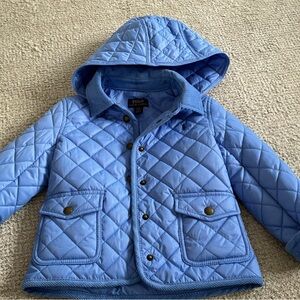 Polo by Ralph Lauren Blue Puffer Jacket with Hood and Diamond Quilting
